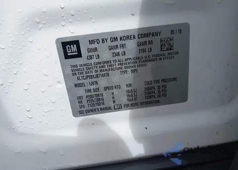 2018 Chevrolet Trax Lt from USA, damaged, VIN KL7CJPSBXJB714478